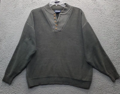 Suéter Lands' End Para Hombre Grande Verde Grueso Algodón Acanalado Dobladillo y Puño Ajuste Regular Foto 1 de 4