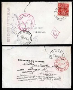 1935 Dead Letter Office Windsor Solicitor to CB Matthews, Carlotta Rd, Petersham - Picture 1 of 1