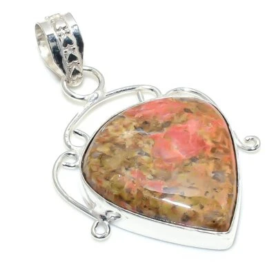 Unakit Edelstein Handarbeit 925 Sterlingsilber Antikschmuck Anhänger 2,05" e684 - Bild 1 von 4