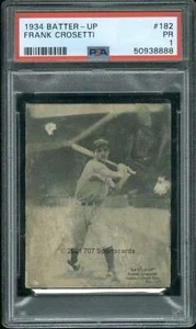 1934 R318 Batter-Up #182 Frank Crosetti PSA 1 Yankees (8888) - Imagen 1 de 2