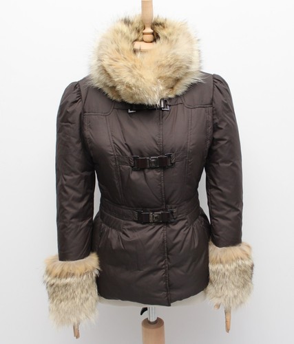 Giubbotto piumino donna autentico vintage MONCLER Premiere bordo pelliccia RARO 1 ~S