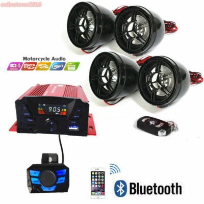 UTV,ATV, Anti~Theft Speakers USB Audio System Stereo Bluetooth Motor Remote - Image 1 of 4