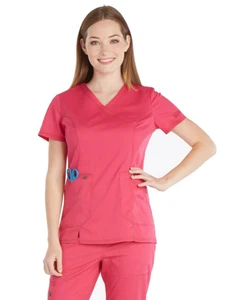 Dickies Women's Essense Mock Wrap Top, Hot Pink, Size: Small - Picture 1 of 3