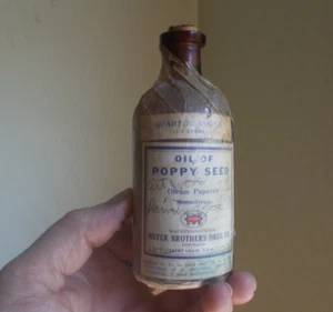 ANTIGUO ACEITE DE SEMILLAS DE AMAPOLA DE PRINCIPIOS DE 1900 BOTELLA DE MEDICINA MEYER BROS ST. LOUIS - Imagen 1 de 4