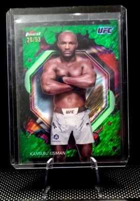 2024 Topps Finest UFC KAMARU USMAN #223 Base Rare Green Shimmer Refractor #26/93 - Image 1 of 2