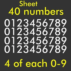 Set of 40 Numbers Vinyl Sticker Decal Window Mailbox Door Sheet 0-9 - Picture 1 of 2