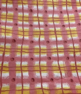 Concord Fabrics by The Kesslers Pink Yellow Plaid Polished Cotton 2+ Yards - Image 1 of 4