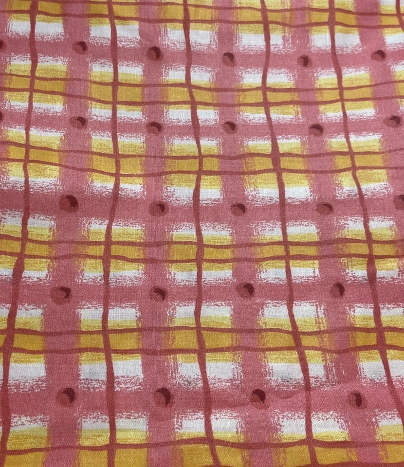 Concord Fabrics by The Kesslers Pink Yellow Plaid Polished Cotton 2+ Yards - Image 1 of 4