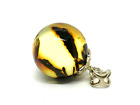 Pendentif en ambre baltique cadeau 19 mm 0,748 pouces perle ronde boule AMBRE argent 925 5,1g16172