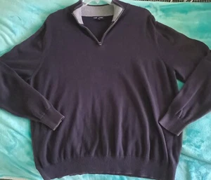 Mens LANDS END Sweater*NAVY BLUE*1/4 ZIP* 100% Supima Cotton*XL 46-48 - Picture 1 of 11