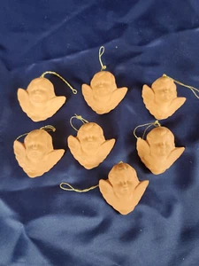 Vintage Terracotta Cherub Angels Christmas Ornament Victorian Red Clay Lot of 7 - Picture 1 of 8