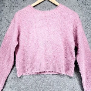 Carter's Kid Girls Size L 10/12 Boxy Cropped Fuzzy Pullover Pink $42 NWT - Picture 1 of 18