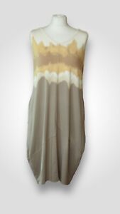 MarlaWynne Sleeveless Balloon Printed Jersey Dress Latte Multi Size L