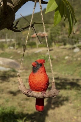 HI-LINE GIFT LTD. Hanging Cardinal on Branch Garden Statue Garden Home Decor