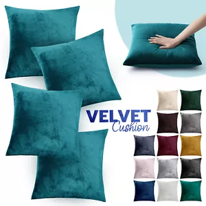 Set Of 4 Crushed Velvet Cushion Covers OR Filled Cushions 18x18" Sofa Pillows UK - Picture 1 of 131