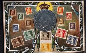 BADEN 1800'S EMBOSSED COIN ON POSTCARD STAMP ON STAMP ON POSTCARD MONEY -P16434 - Picture 1 of 1