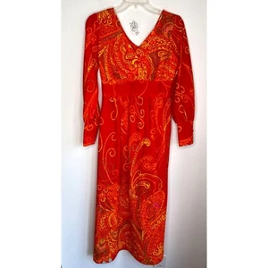 Vintage Malihini Hawaii Kleid Paisley Maxi Langarm Hawaii Maxi Größe 8 - Bild 1 von 7