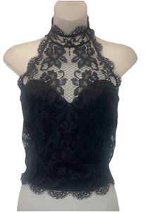 La Perla VTG Estate Ritmo Di Perla Black Lace Halter Bustier Corset Top~42 - Picture 1 of 10