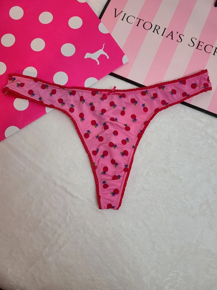 Braguita Tanga Victoria's Secret Suave Micro Volantes Talla Lg Rosa Rojo De Colección Rara Foto 1 de 4