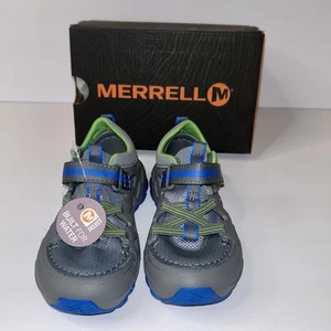 NEW IN BOX - Merrell Boy's Kid's Hydro Junior Sport Sandal Gray/Blue Size 7 WIDE - Picture 1 of 9