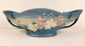 Vintage Roseville Cosmos Blue 1939 Art Deco Pottery Ceramic Console Bowl 374-14 - Picture 1 of 8