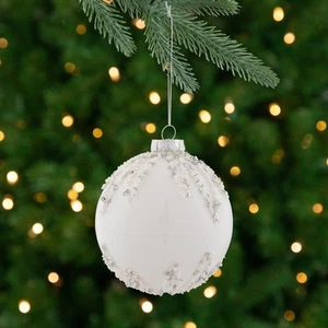 Northlight 4" White and Silver Sequins Christmas Glass Ball Ornament - Picture 1 of 7