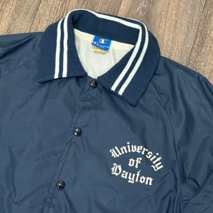 VTG University of Dayton Jacket Men's Medium Blue Collared Bomber Champion 70s - Picture 1 of 8