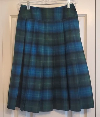 Falda plisada de lana escocesa tartán azul pendleton talla 6 vintage para mujer Foto 1 de 4