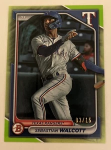 Sebastian Walcott 2024 Bowman Green 03/15 Texas Rangers 🔥🔥 - Picture 1 of 2
