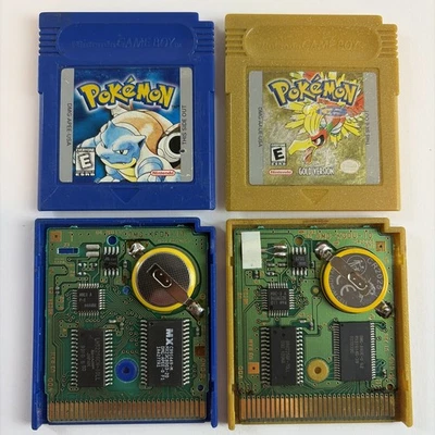 Pokemon Blue & Gold Version Nintendo Game Boy Authentic Bundle New Battery Saves - Image 1 of 4