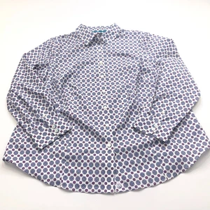 Talbots Plus Non Iron 18W Button Long Sleeve All Over Print Medallion Shirt MINT - Picture 1 of 9
