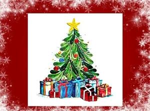 Biglietto Quilling Albero di Natale Fatto a Mano - Biglietto Auguri Festività Unico - Biglietto 3D - Foto 1 di 4