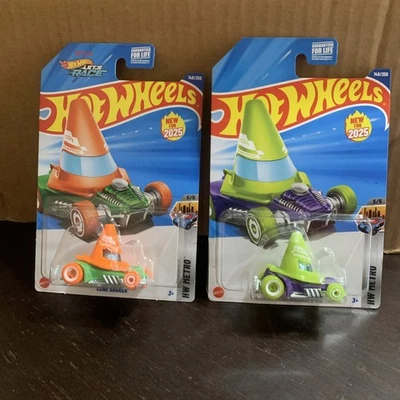 2025 Hot Wheels CONE SHAKER HW METRO 5/5 METAL BASE  Orange Green LOT OF 2 - Image 1 of 4
