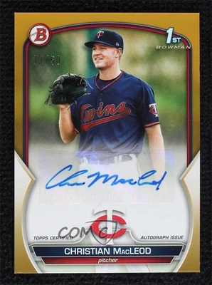 2023 Bowman Paper Prospect Auto Gold Border /50 Christian Macleod #PPA-CMD Auto - Image 1 of 2