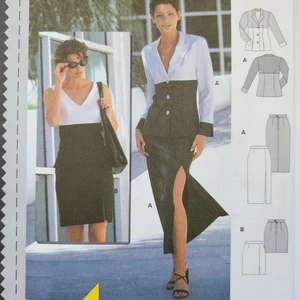 90s Burda Pattern 2967 Womens V Neck Collar Shirt Button Front Skirt 12 14 16 18 - Picture 1 of 3