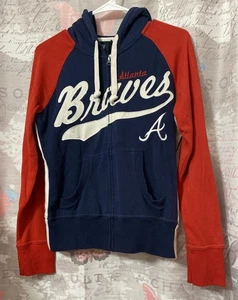 NFL Team Apparel Full Zip Atlanta Braves Hoodie Women's Sz Small Multicolor - Picture 1 of 14
