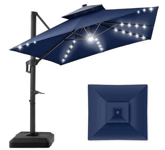 Консольный зонт для патио 10x10 футов 2-уровневый квадратный алюминиевый зонт для улицы со смещением - Изображение 1 из 4