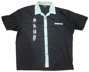 Steady Last Call Tiki Head Bowling Black Teal Shirt Men's Size 2XL Large - Picture 1 of 9