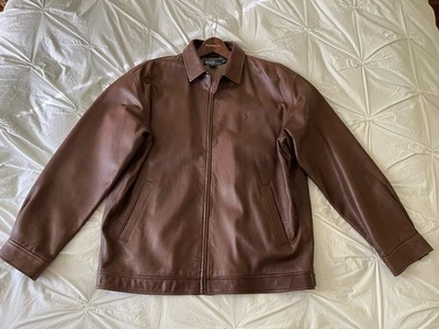 Chaqueta de Cuero Polo Ralph Lauren The Bayville Marrón Para Hombre Grande 100% Cuero de Cordero Foto 1 de 4
