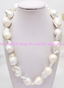 20 INCHES HUGE NATURAL AAA++ SOUTH SEA WHITE BAROQUE PEARL NECKLACE - Picture 1 of 12