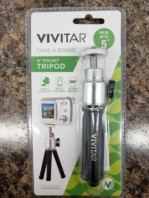 NEW Vivitar 6" Pocket Tripod Black - Image 1 of 2