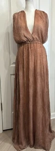Maxi Vestido Formal BOBI NEGRO (Revolve) XS Doble Cuello en V Boho Fluido Femenino - Imagen 1 de 20