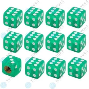 16 Piece You.S Plastic Green Dice Valve Caps with Seal Car Vehicle Truck - Picture 1 of 1
