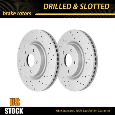 Front Drilled & Slotted Brake Rotors For Nissan Pathfinder Murano Infiniti QX60 - Image 1 of 4