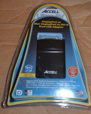 Accell UltraAV Displayport or Mini DP to DVI-D dual-link adapter new  b087b-007b - Image 1 of 4