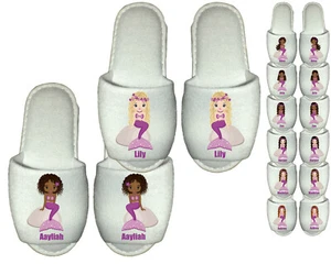 Mermaid Spa Slippers personalised party childrens little sea african american  - Picture 1 of 12