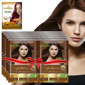 Herbishh Hair Color Shampoo for Gray Hair–Natural Hair Dye Shampoo with Argan... - Picture 1 of 7
