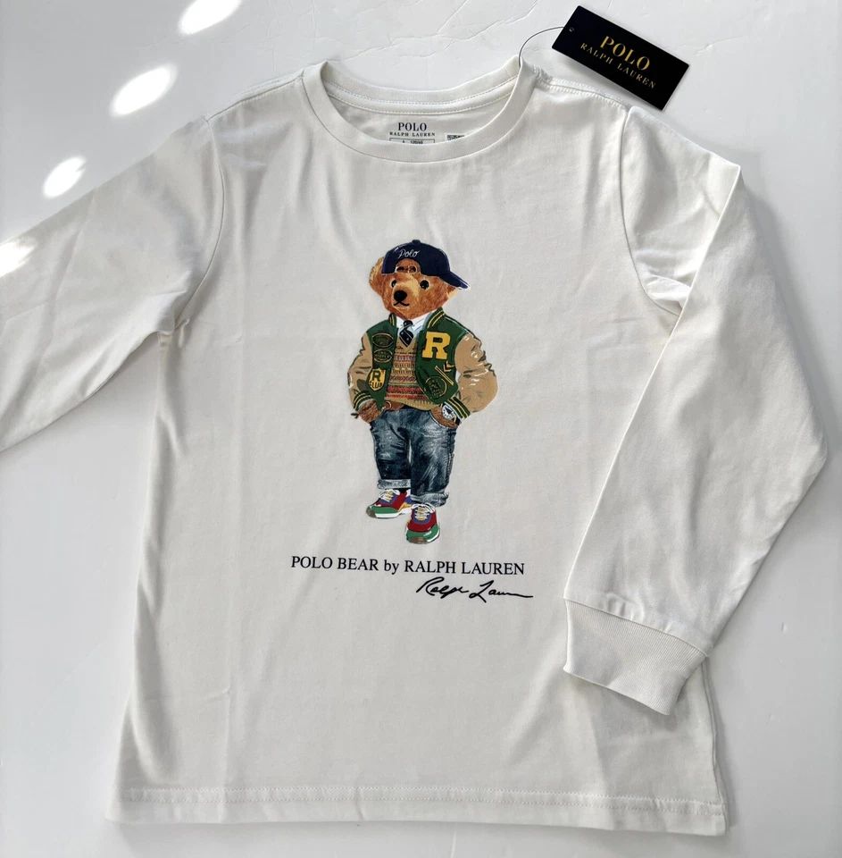 NWT, Boys RALPH LAUREN Deckwash White Polo Bear T-Shirt. Size 5. European 110 - Image 1 of 1