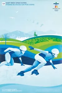 Poster Vintage Originale Vancouver Olimpiadi Invernali Short Track Pattinaggio di Velocità 2010 - Foto 1 di 1