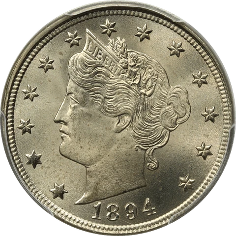 1894 Liberty V Nickel 5c, PCGS MS 65 Cover